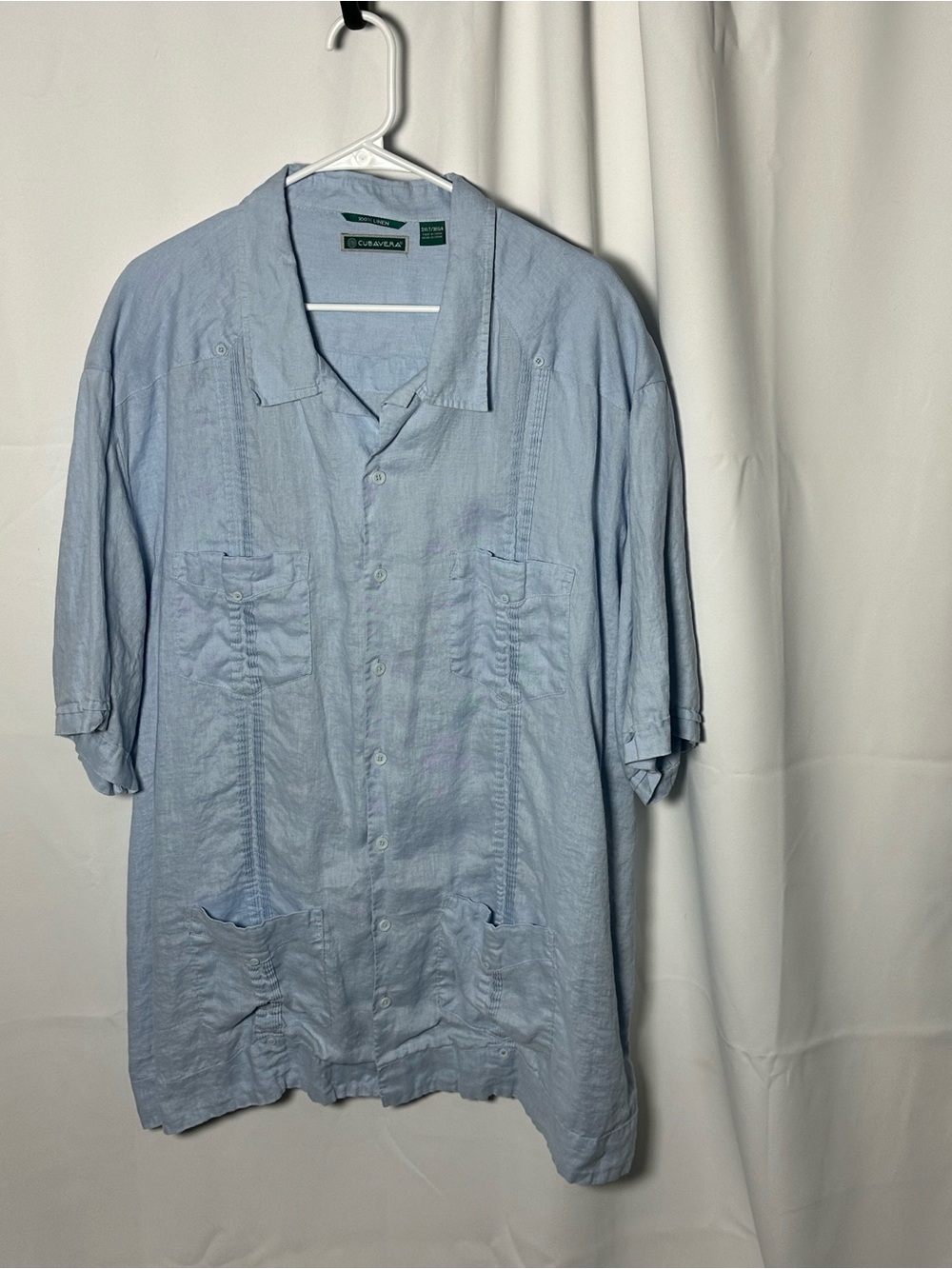 Cubavera 3xlt Light Blue Short-Sleeve Cuban Shirt